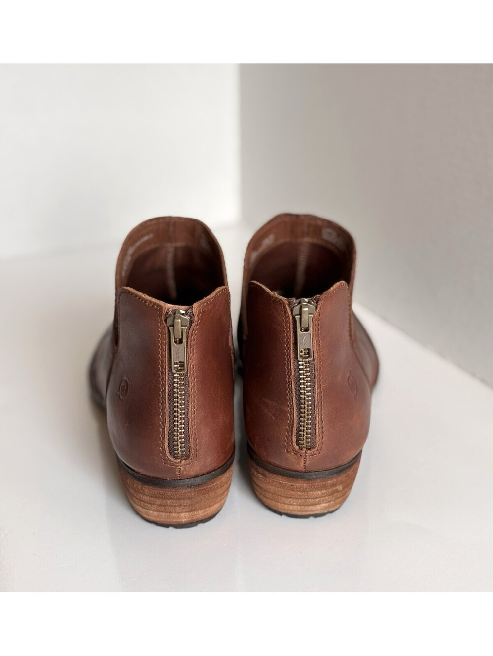 Born Kerri Ankle Booties Women's Sz 10M Brown Leather Comfort Back Zip Round Toe - Picture 5 of 15